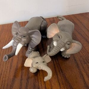 Vintage Fisher Price Elephant Animal Families Posable Set of 3 Elephants - 1995